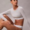 Camiseta sin tirantes de manga larga con forro ligero de algodón Modal Bralette Icon