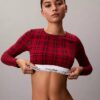 Camiseta sin tirantes de manga larga con forro ligero de algodón Modal Bralette Icon