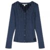 Cardigan ajustado de canalé ancho para niñas Cardigan ajustado de canalé ancho para niñas
