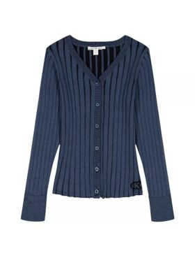 Cardigan ajustado de canalé ancho para niñas