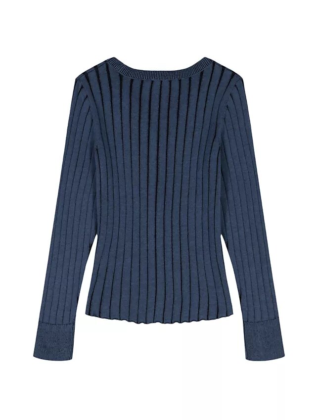 Cardigan ajustado de canalé ancho para niñas Cardigan ajustado de canalé ancho para niñas