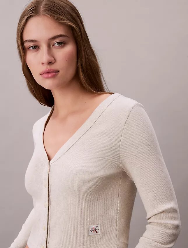 Cardigan corto de canalé Cardigan corto de canalé