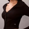 Cardigan corto de canalé Cardigan corto de canalé