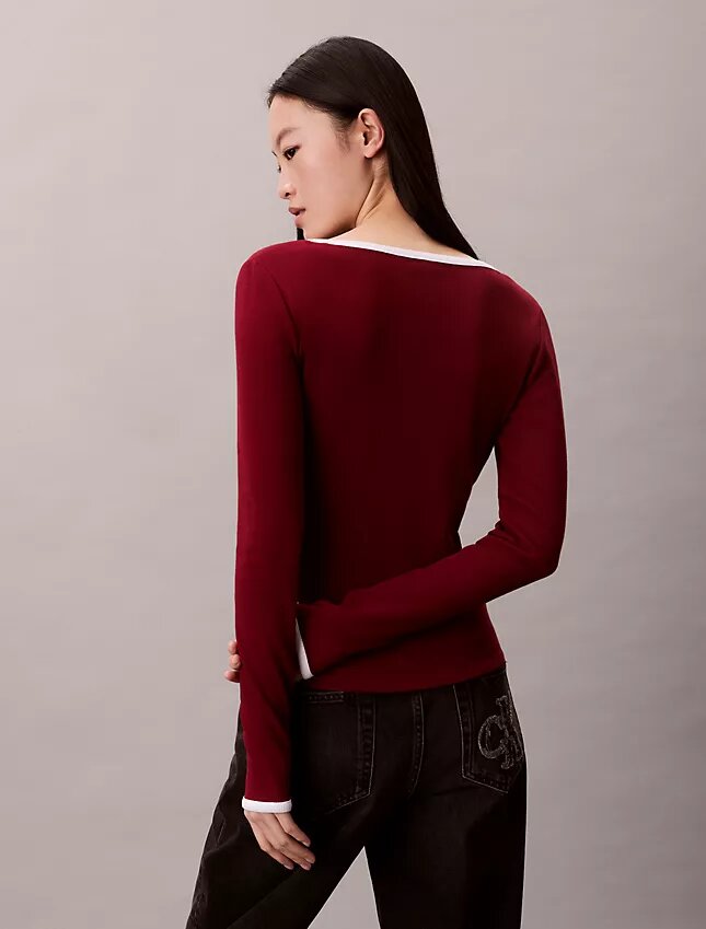 Cardigan de canalé con ribete en contraste Cardigan de canalé con ribete en contraste