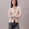 Cardigan de punto elástico de mezcla de lana merino y lurex