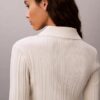 Cardigan polo de punto acanalado de algodón suave Cardigan polo de punto acanalado de algodón suave