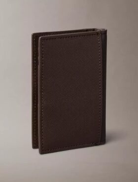 Cartera compacta de doble pliegue Saffiano refinada