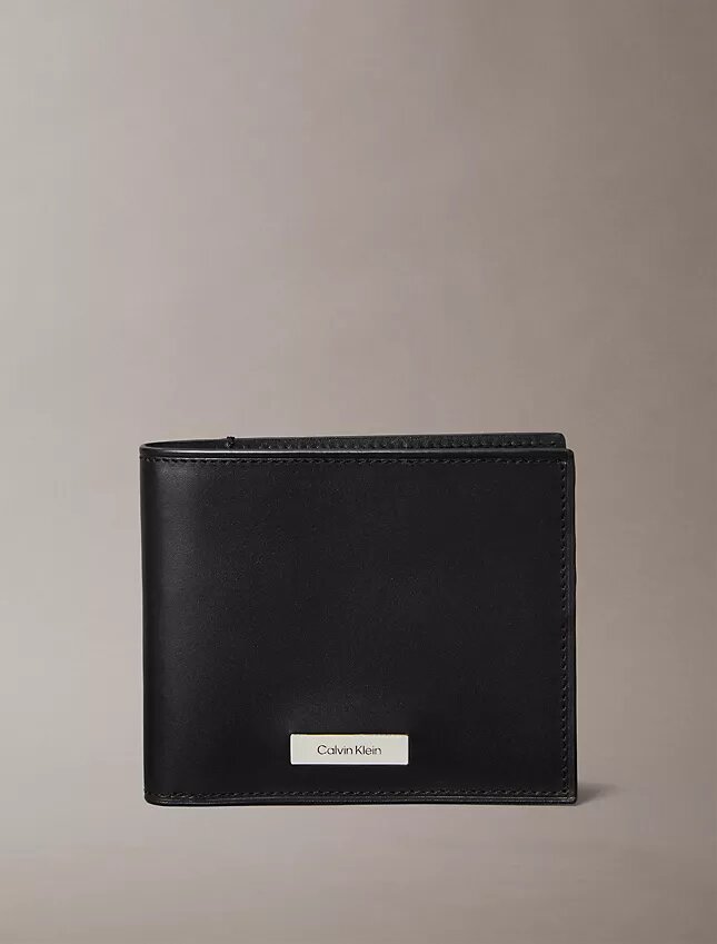 Cartera doble con placa con logotipo Cartera doble con placa con logotipo