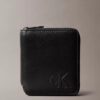 Cartera doble de cuero con cremallera