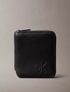 Cartera doble de cuero con cremallera