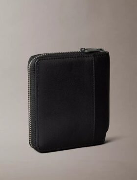 Cartera doble de cuero con cremallera