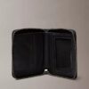 Cartera doble de cuero con cremallera