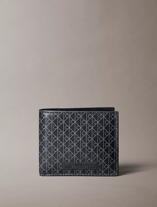 Cartera plegable con el logotipo del emblema en toda la superficie y bolsillo para monedas Cartera plegable con el logotipo del emblema en toda la superficie y bolsillo para monedas