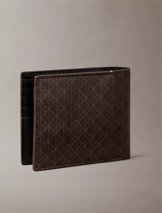 Cartera plegable con el logotipo del emblema en toda la superficie y bolsillo para monedas Cartera plegable con el logotipo del emblema en toda la superficie y bolsillo para monedas