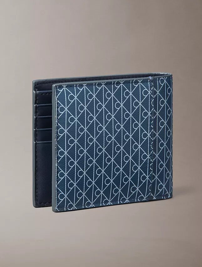 Cartera plegable con el logotipo del emblema en toda la superficie y bolsillo para monedas Cartera plegable con el logotipo del emblema en toda la superficie y bolsillo para monedas