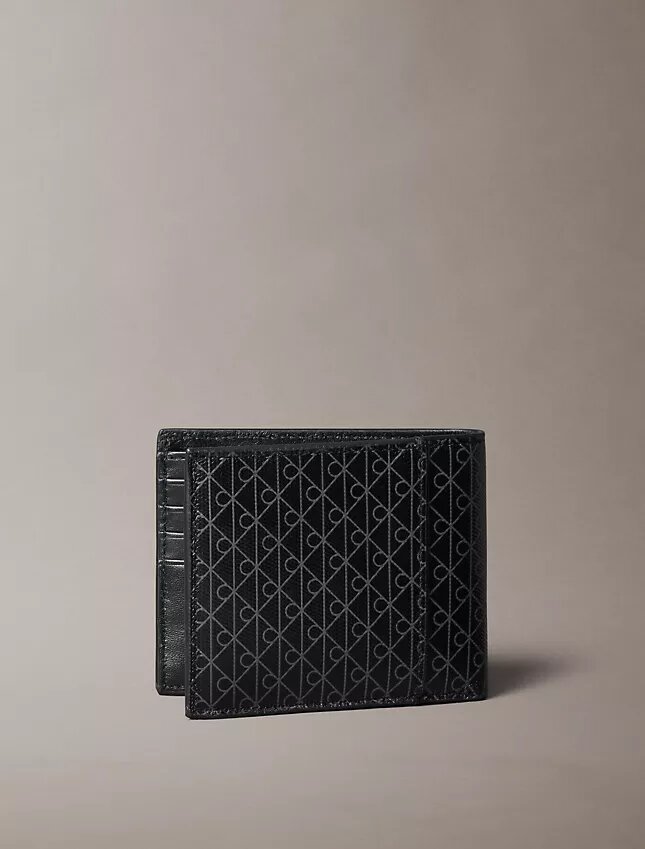 Cartera plegable con el logotipo del emblema en toda la superficie y bolsillo para monedas Cartera plegable con el logotipo del emblema en toda la superficie y bolsillo para monedas
