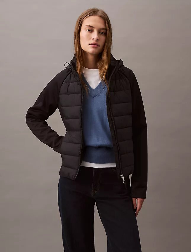 Chaqueta acolchada de materiales mixtos Chaqueta acolchada de materiales mixtos