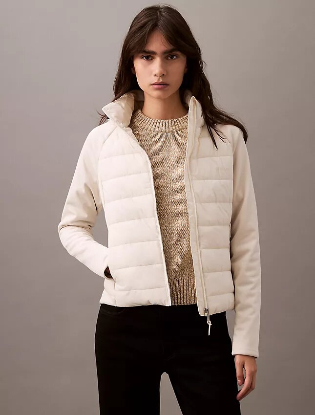 Chaqueta acolchada de materiales mixtos Chaqueta acolchada de materiales mixtos