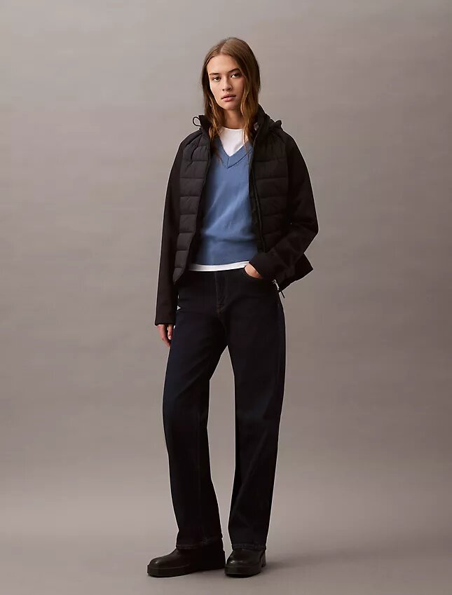 Chaqueta acolchada de materiales mixtos Chaqueta acolchada de materiales mixtos