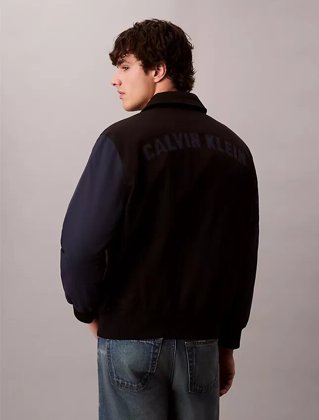 Chaqueta bomber de algodón y nailon estilo universitario Chaqueta bomber de algodón y nailon estilo universitario