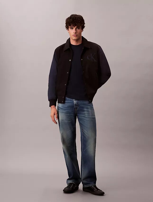 Chaqueta bomber de algodón y nailon estilo universitario Chaqueta bomber de algodón y nailon estilo universitario