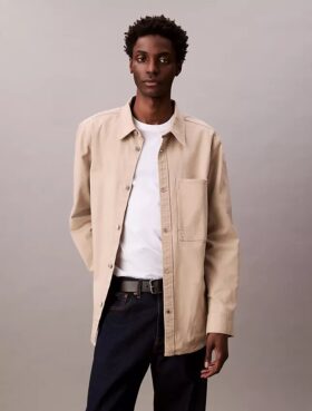 Chaqueta de camisa holgada de lona
