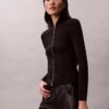 Chaqueta de nylon acanalado con cremallera Chaqueta de nylon acanalado con cremallera