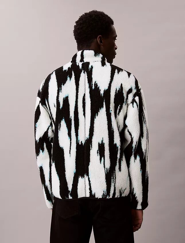 Chaqueta holgada con cuello alto y estampado Sherpa Chaqueta holgada con cuello alto y estampado Sherpa