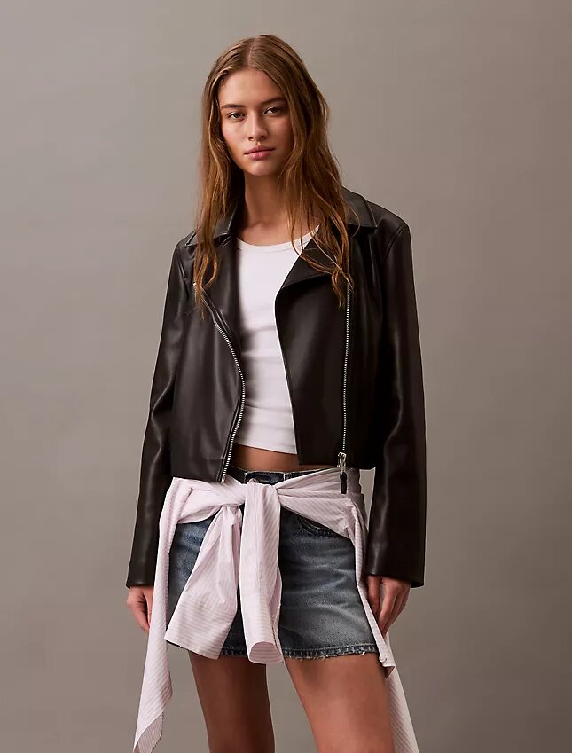 Chaqueta motera de imitación de cuero Chaqueta motera de imitación de cuero