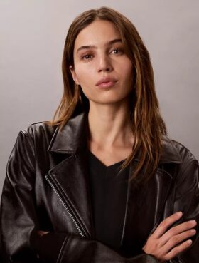 Chaqueta motera de imitación de cuero
