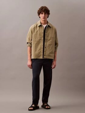 Chaqueta tipo camisa clásica de mezcla de nylon