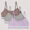 Conjunto de 3 Bralettes cortos de Cotton Stretch para niñas Conjunto de 3 Bralettes cortos de Cotton Stretch para niñas