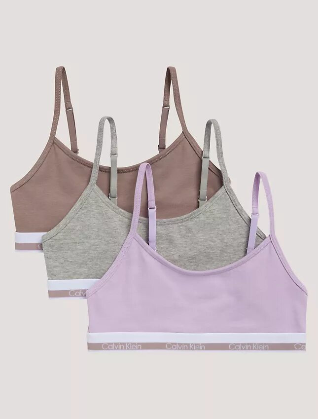 Conjunto de 3 Bralettes cortos de Cotton Stretch para niñas Conjunto de 3 Bralettes cortos de Cotton Stretch para niñas