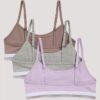 Conjunto de 3 Bralettes cortos de Cotton Stretch para niñas Conjunto de 3 Bralettes cortos de Cotton Stretch para niñas