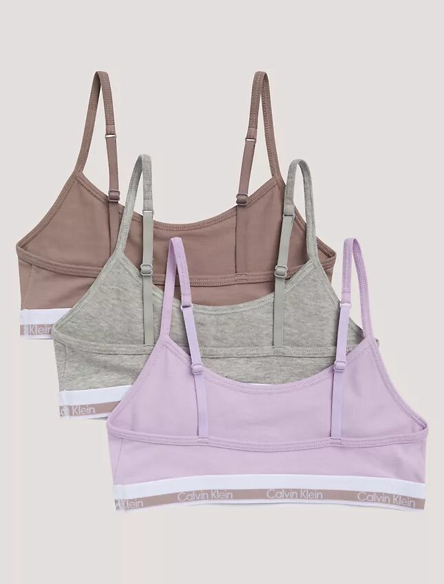 Conjunto de 3 Bralettes cortos de Cotton Stretch para niñas Conjunto de 3 Bralettes cortos de Cotton Stretch para niñas