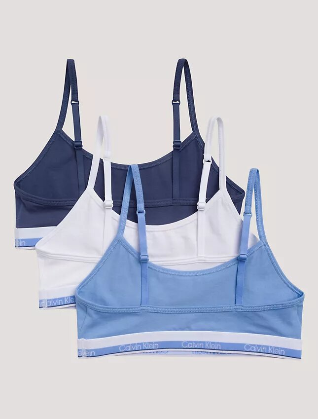 Conjunto de 3 Bralettes cortos de Cotton Stretch para niñas Conjunto de 3 Bralettes cortos de Cotton Stretch para niñas
