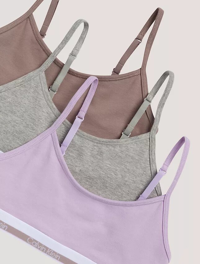 Conjunto de 3 Bralettes cortos de Cotton Stretch para niñas Conjunto de 3 Bralettes cortos de Cotton Stretch para niñas