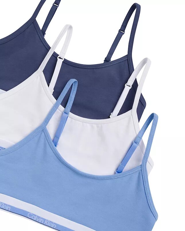 Conjunto de 3 Bralettes cortos de Cotton Stretch para niñas Conjunto de 3 Bralettes cortos de Cotton Stretch para niñas