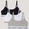 Conjunto de 3 bralettes cortos Unlined de Cotton Stretch para niñas Conjunto de 3 bralettes cortos Unlined de Cotton Stretch para niñas