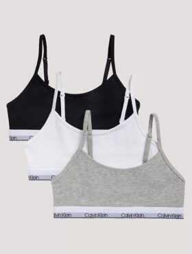 Conjunto de 3 bralettes cortos Unlined de Cotton Stretch para niñas Conjunto de 3 bralettes cortos Unlined de Cotton Stretch para niñas