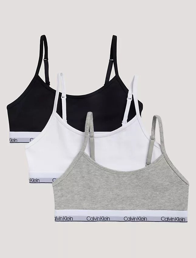 Conjunto de 3 bralettes cortos Unlined de Cotton Stretch para niñas Conjunto de 3 bralettes cortos Unlined de Cotton Stretch para niñas