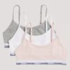 Conjunto de 3 bralettes cortos Unlined de Cotton Stretch para niñas Conjunto de 3 bralettes cortos Unlined de Cotton Stretch para niñas