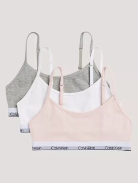 Conjunto de 3 bralettes cortos Unlined de Cotton Stretch para niñas Conjunto de 3 bralettes cortos Unlined de Cotton Stretch para niñas