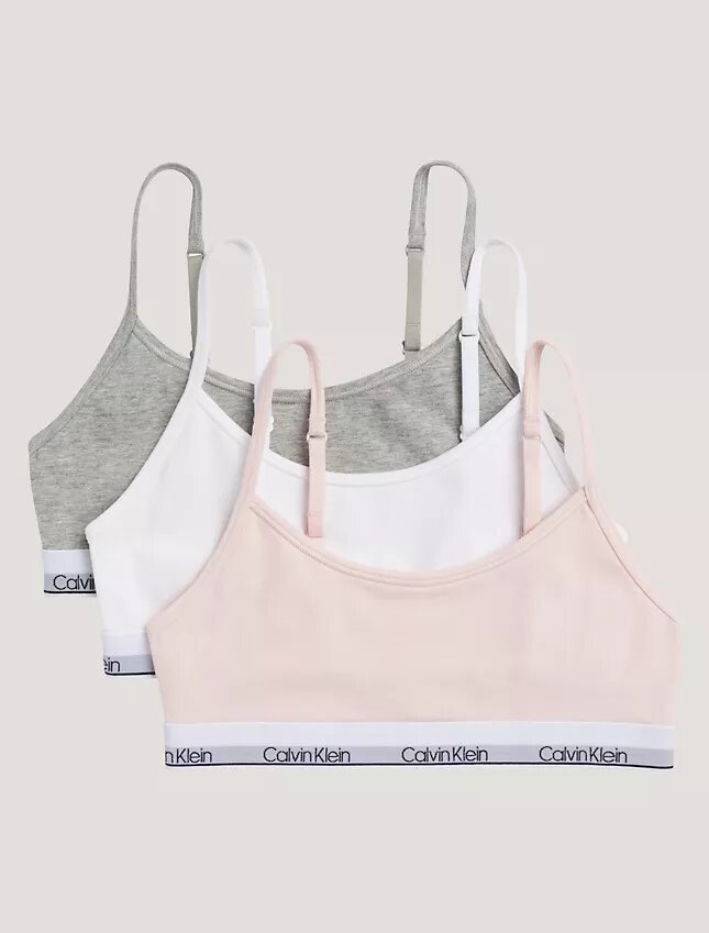 Conjunto de 3 bralettes cortos Unlined de Cotton Stretch para niñas Conjunto de 3 bralettes cortos Unlined de Cotton Stretch para niñas