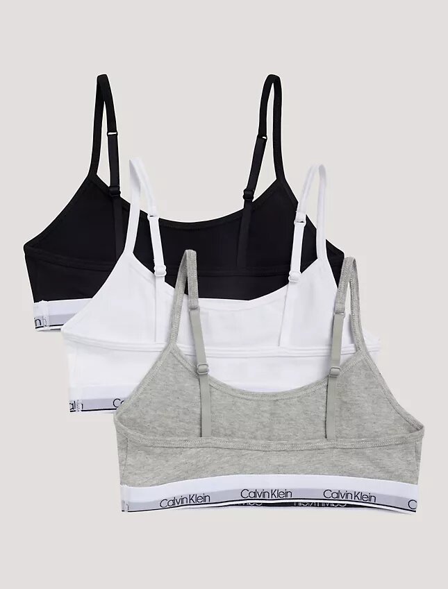 Conjunto de 3 bralettes cortos Unlined de Cotton Stretch para niñas Conjunto de 3 bralettes cortos Unlined de Cotton Stretch para niñas