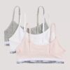 Conjunto de 3 bralettes cortos Unlined de Cotton Stretch para niñas Conjunto de 3 bralettes cortos Unlined de Cotton Stretch para niñas