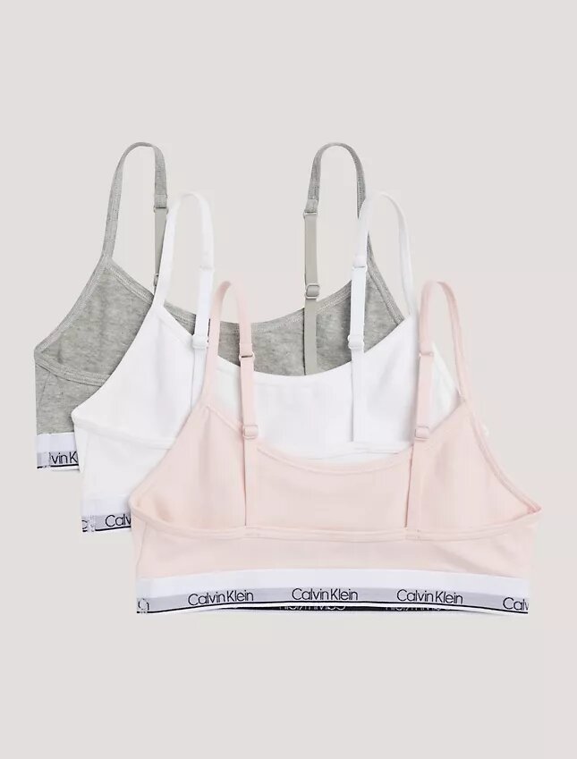 Conjunto de 3 bralettes cortos Unlined de Cotton Stretch para niñas Conjunto de 3 bralettes cortos Unlined de Cotton Stretch para niñas