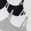Conjunto de 3 bralettes cortos Unlined de Cotton Stretch para niñas Conjunto de 3 bralettes cortos Unlined de Cotton Stretch para niñas