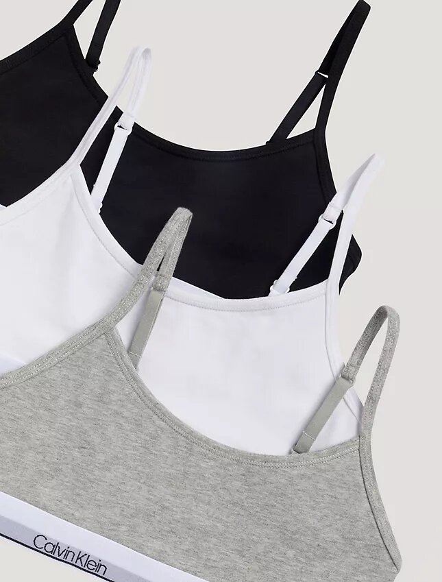 Conjunto de 3 bralettes cortos Unlined de Cotton Stretch para niñas Conjunto de 3 bralettes cortos Unlined de Cotton Stretch para niñas