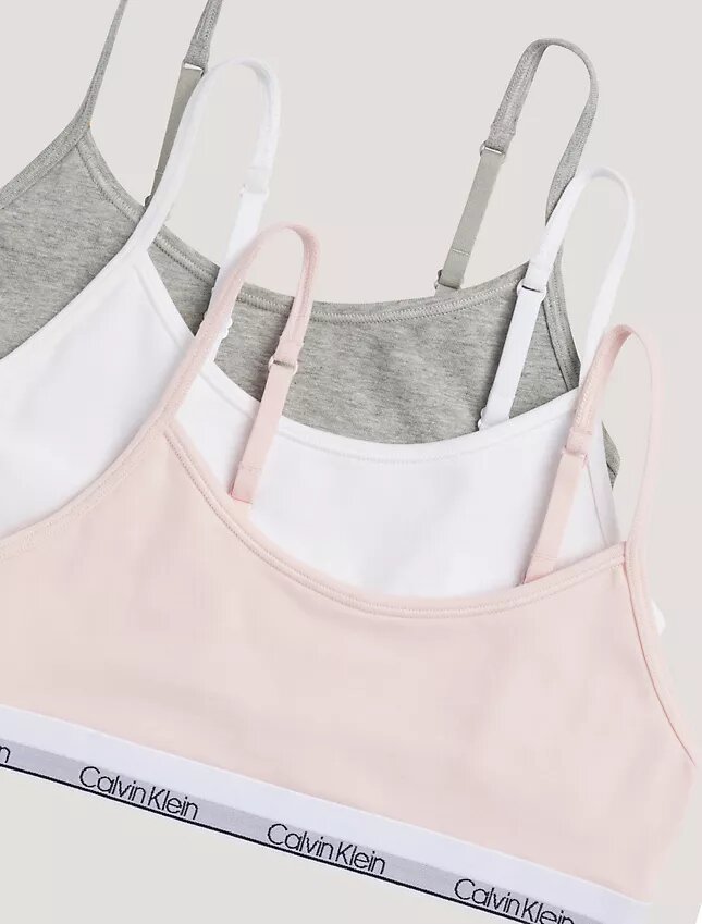 Conjunto de 3 bralettes cortos Unlined de Cotton Stretch para niñas Conjunto de 3 bralettes cortos Unlined de Cotton Stretch para niñas